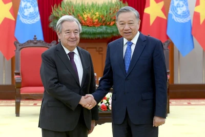 Tổng Bí thư Tô Lâm tiếp Tổng Thư ký Liên hợp quốc Antonio Guterres.