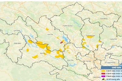 Bản đồ nguy cơ lũ quét, sạt lở đất đá trên các khu vực.