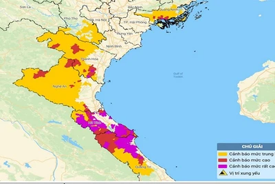 Bản đồ nguy cơ lũ quét, sạt lở đất đá trên các khu vực.