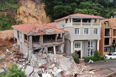 Vụ lở đất do mưa lớn gây ra tại thôn Đại Nguyên, huyện Bạch Vân, thành phố Quảng Châu, tỉnh Quảng Đông, Trung Quốc. (Ảnh: Tân Hoa xã)