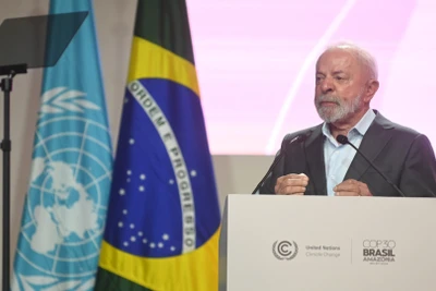 Tổng thống Brazil Luiz Inacio Lula da Silva phát biểu tại phiên khai mạc hội nghị. Ảnh: THX/TTXVN