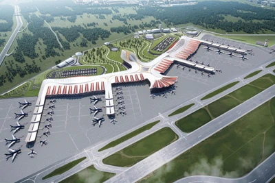 Phối cảnh Cảng Hàng không quốc tế Phú Quốc, được thiết kế với cảm hứng từ hình tượng chim Phượng hoàng. (Ảnh: Sun Group)