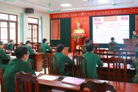 Một buổi sinh hoạt về lan tỏa thông tin tích cực trên không gian mạng của Ban Chỉ huy Quân sự thành phố Nam Định, tỉnh Nam Định.