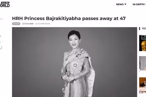 Thai PBS thông tin về những cống hiến của Công chúa Bajrakitiyabha Narendiradebyavati Kromluangrajasarinisiribajra Mahavajrarajadhita. (Ảnh chụp màn hình)