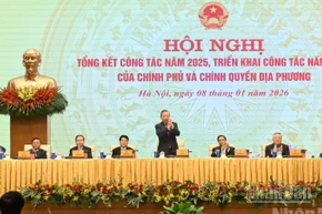 Tổng Bí thư Tô Lâm tới dự và chỉ đạo Hội nghị tổng kết công tác năm 2025, triển khai công tác năm 2026 của Chính phủ. (Ảnh: TRẦN HẢI)