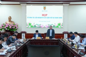 Bộ trưởng Tư pháp Nguyễn Hải Ninh phát biểu tại cuộc họp. (Ảnh: TL)