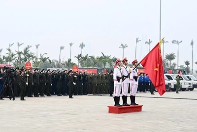 Quang cảnh Lễ ra quân đợt cao điểm tấn công, trấn áp tội phạm của Công an thành phố Hải Phòng.