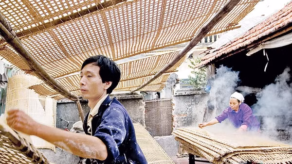 Sản xuất tại làng nghề miến Cự Ðà. Ảnh: Thành Phương