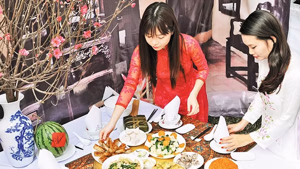 Mâm cỗ Tết. Ảnh: Nguyễn Hải
