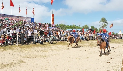 Nhiều pha tranh tài đẹp mắt diễn ra trong tiếng reo hò của hàng nghìn khán giả.