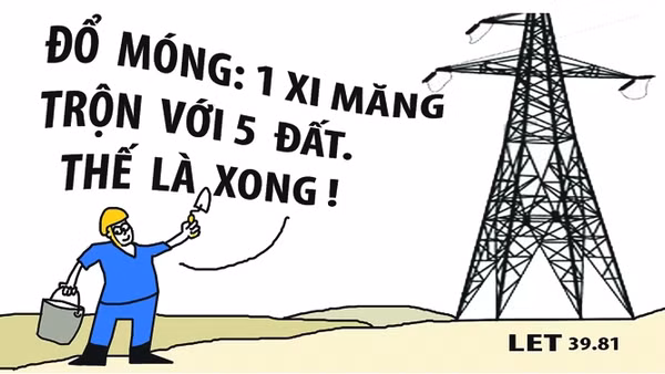 Móng cột điện cao thế 220 KV... Bê tông trộn đất