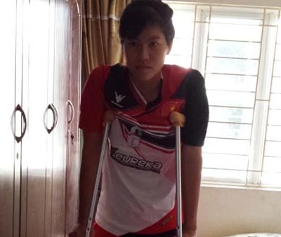 Vận động viên phát cầu chủ lực của đội tuyển cầu mây nữ Việt Nam, Nguyễn Bích Thùy.