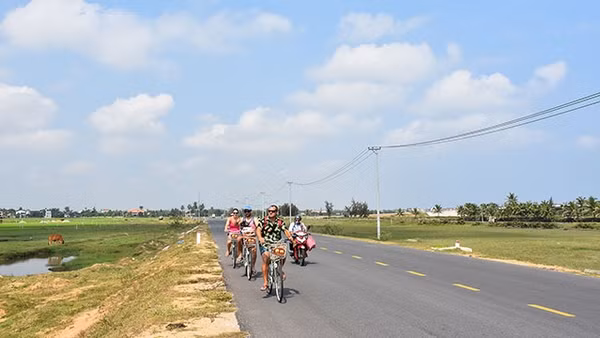 Người nước ngoài thích đạp xe, ngắm cánh đồng.