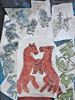 Bột mầu trên giấy. Tranh : NGUYỄN TƯ NGHIÊM