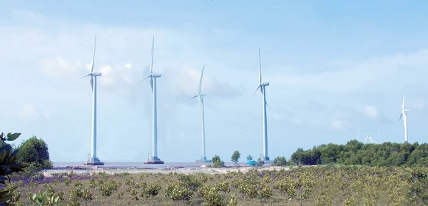 10 tua-bin của dự án điện gió Bạc Liêu đã phát lên lưới điện quốc gia hơn 20 triệu kW giờ, đạt doanh thu 35 tỷ đồng. Ảnh: Hương Nguyên