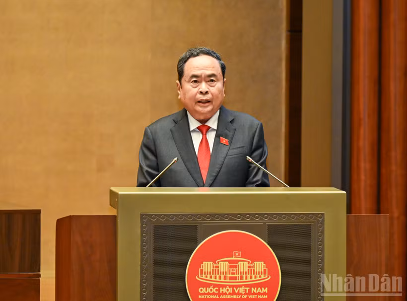 Đồng chí Trần Thanh Mẫn phát biểu nhậm chức Chủ tịch Quốc hội khoá XVI. Ảnh: DUY LINH