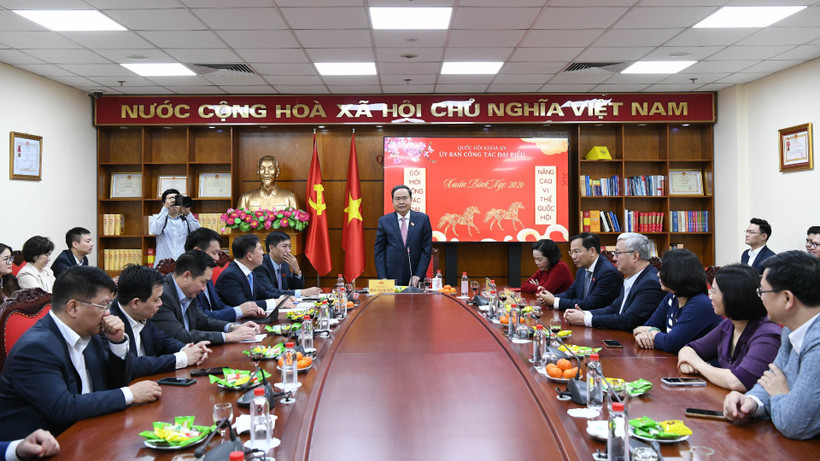 Chủ tịch Quốc hội Trần Thanh Mẫn làm việc với Ủy ban Công tác đại biểu về những nhiệm vụ trọng tâm năm 2026, ngày 24/2/2026. (Ảnh: Quochoi.vn)