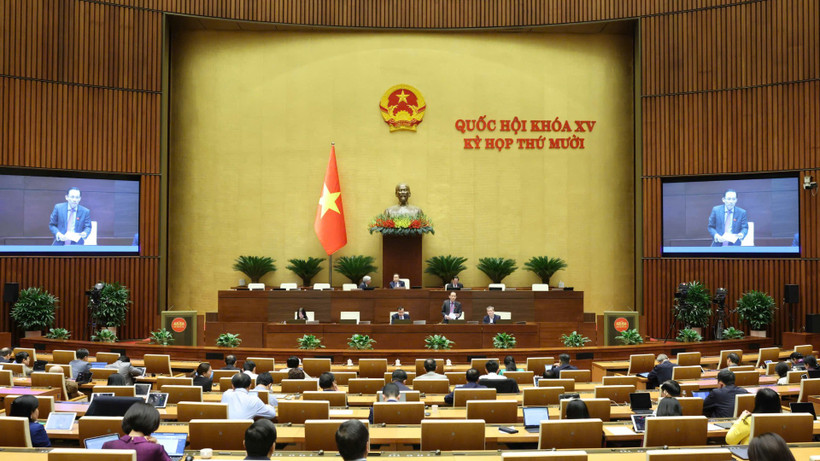 Quang cảnh phiên họp toàn thể ở hội trường ngày 26/11 tại Kỳ họp thứ 10, Quốc hội khóa XV. (Ảnh: DUY LINH)