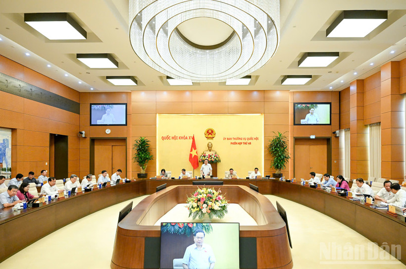 Phiên họp thứ 48 của Ủy ban Thường vụ Quốc hội. (Ảnh: DUY LINH)