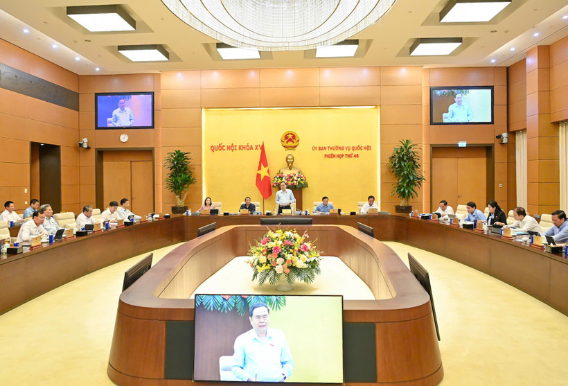 Phiên họp thứ 46 của Ủy ban Thường vụ Quốc hội. (Ảnh: DUY LINH)