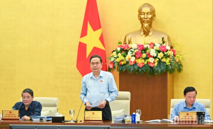 Chủ tịch Quốc hội Trần Thanh Mẫn phát biểu khai mạc phiên họp. (Ảnh: DUY LINH)