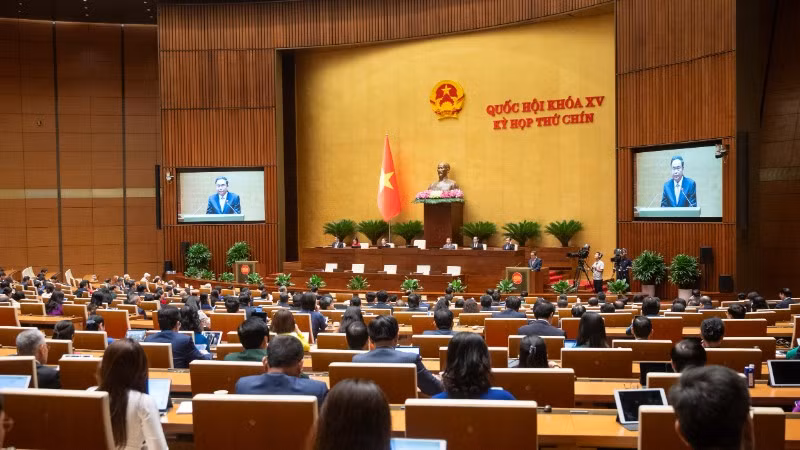 Chủ tịch Quốc hội Trần Thanh Mẫn phát biểu tại Kỳ họp thứ 9, Quốc hội khóa XV hồi tháng 6 vừa qua. (Ảnh: DUY LINH)