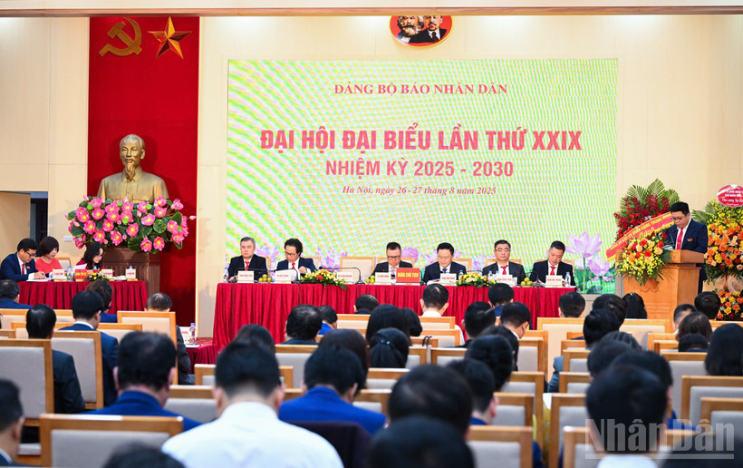 Đại hội đại biểu Đảng bộ Báo Nhân Dân lần thứ XXIX, nhiệm kỳ 2025-2030. (Ảnh: THÀNH ĐẠT)