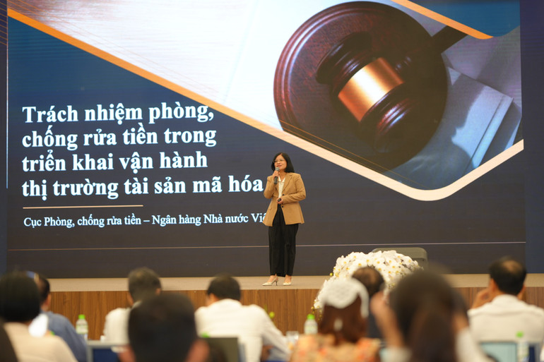 Bà Nguyễn Thị Minh Thơ, Phó Cục trưởng Cục Phòng chống rửa tiền, Ngân hàng Nhà nước nhấn mạnh việc phòng chống rửa tiền khi triển khai thị trường tài sản mã hóa. ba-nguyen-thi-minh-tho.jpg