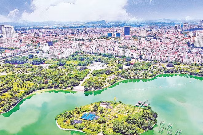 Một góc phường Bắc Giang nhìn từ trên cao (Ảnh QUỐC TRƯỜNG)