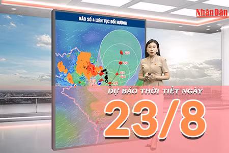 [Video] Dự báo thời tiết ngày 23/8/2026: Bão số 4 di chuyển chậm, Bắc Bộ tiếp tục mưa lớn