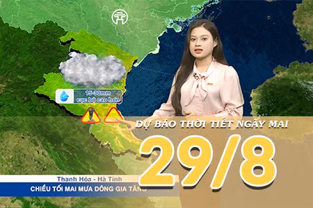 [Video] Dự báo thời tiết đêm nay và ngày mai 29/8/2026: Bắc Bộ tiếp tục mưa dông, Trung Bộ nắng nóng 