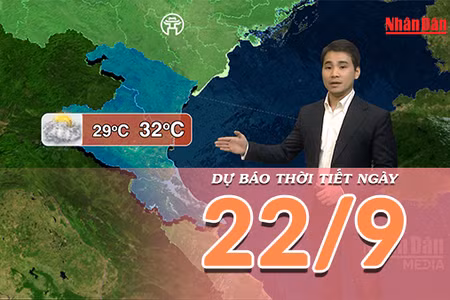 [Video] Dự báo thời tiết ngày 22/9/2026: Bắc Bộ có nơi nắng nóng, từ Huế trở vào có mưa lớn với nguy cơ ngập úng