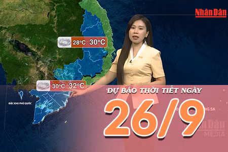 [Video] Dự báo thời tiết ngày 26/9/2026: Bắc Bộ có nắng gián đoạn, Trung Bộ mưa giảm dần 