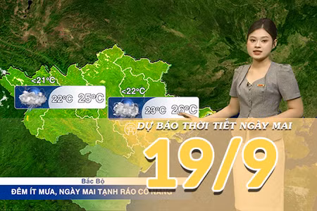 [Video] Dự báo thời tiết đêm nay và ngày mai 19/9/2026: Bắc Bộ giảm mưa, dải mưa lớn dịch xuống miền Trung 