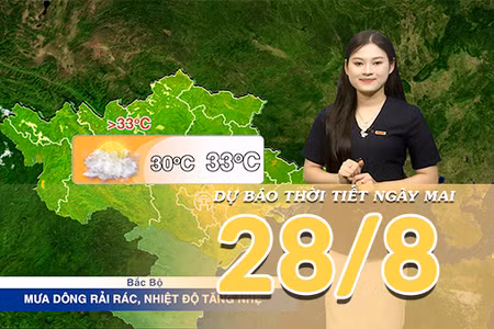 [Video] Dự báo thời tiết đêm nay và ngày mai 28/8/2026: Mưa dông bao trùm Bắc Bộ, Trung Bộ có nơi nắng nóng gay gắt