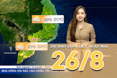 [Video] Dự báo thời tiết đêm nay và ngày mai 26/8/2026: Bão số 4 suy yếu thành áp thấp nhiệt đới