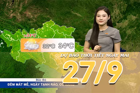 [Video] Dự báo thời tiết đêm nay và ngày mai 27/9/2026: Mưa có xu hướng giảm trên cả nước 