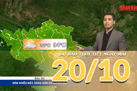 [Video] Dự báo thời tiết đêm nay và ngày mai 20/10/2026: Miền Bắc nắng ráo, miền Nam tiếp diễn mưa dông 
