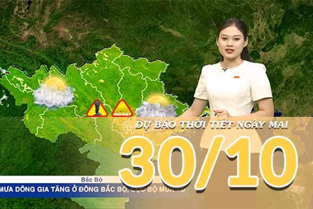 [Video] Dự báo thời tiết đêm nay và ngày mai 30/10/2026: Đông Bắc Bộ có nơi mưa to, Trung Bộ tiếp tục mưa dông 