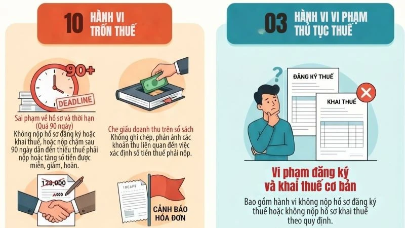 10 hành vi trốn thuế và 3 hành vi vi phạm thủ tục thuế mới nhất