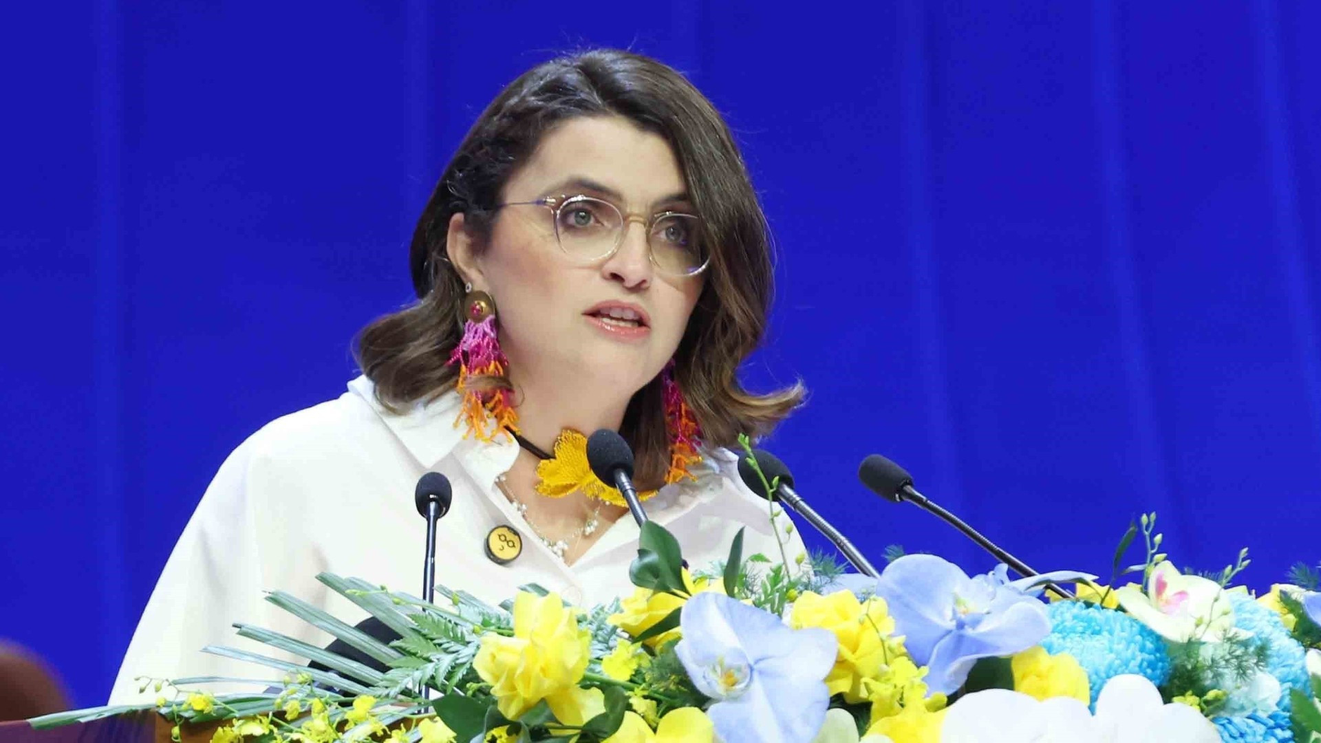 Phó Tổng thống Ecuador, bà Maria Jose Pinto Gonzalez Artigas. (Ảnh: TTXVN) cong-uoc-ha-noi-phien-thao-luan-toan-the-cap-cao-thu-nhat-8647.jpg
