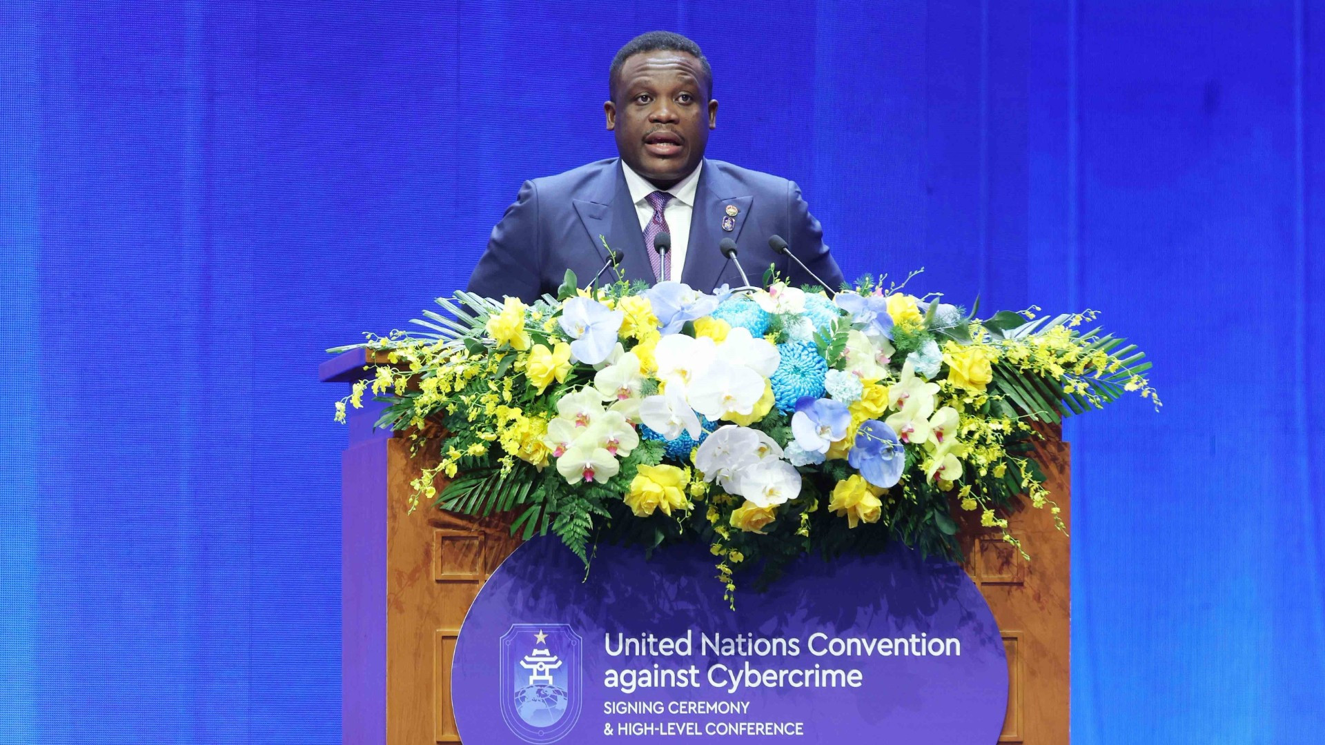 Bộ trưởng Truyền thông, Công nghệ số và Đổi mới sáng tạo Ghana, ông Samuel Nartey George. (Ảnh: TTXVN) cong-uoc-ha-noi-phien-thao-luan-toan-the-cap-cao-thu-nhat-4-9904.jpg