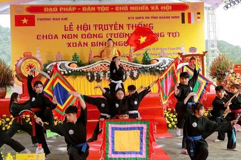 Màn biểu diễn võ thuật tại lễ khai hội.