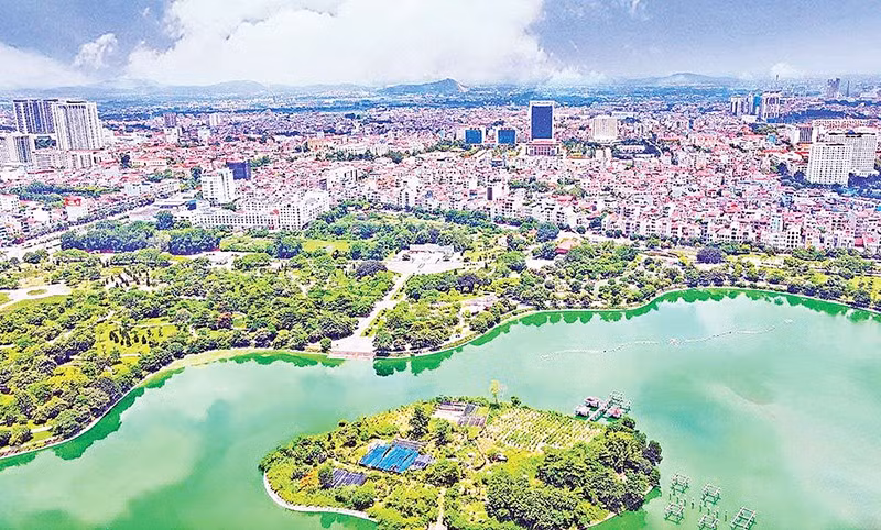 Một góc phường Bắc Giang nhìn từ trên cao (Ảnh QUỐC TRƯỜNG)