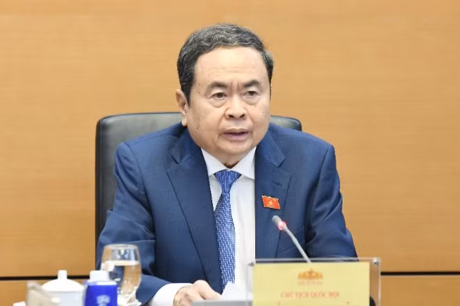 Chủ tịch Quốc hội Trần Thanh Mẫn phát biểu tại cuộc họp giao ban. (Ảnh: DUY LINH) 