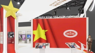 Gian trưng bày Triển lãm thành tựu ngành Ngân hàng tại Triển lãm “80 năm Hành trình Độc lập-Tự do-Hạnh phúc”.