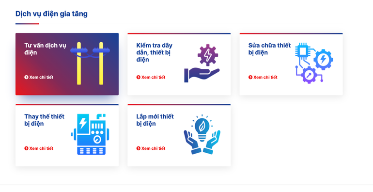 Giao diện mục "Dịch vụ điện gia tăng" trên website www.evnhanoi.vn. anh-man-hinh-2025-09-17-luc-155225.png