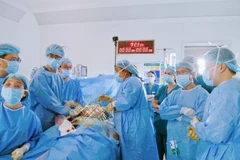 Ê-kíp thực hiện ca can thiệp tim bào thai thứ 14. (Ảnh: Bệnh viện cung cấp)