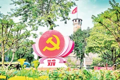 Thủ đô Hà Nội được trang hoàng nhân dịp Đại hội XIV của Đảng. (Ảnh: Bảo Long)