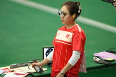 Xạ thủ Trịnh Thu Vinh giữ vững phong độ qua từng phát bắn ở nội dung 10m súng ngắn hơi đồng đội nữ tại SEA Games 33.